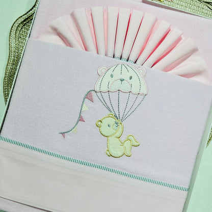 Jogo de lençóis em flanela para Cama de grades - Urso no Balão