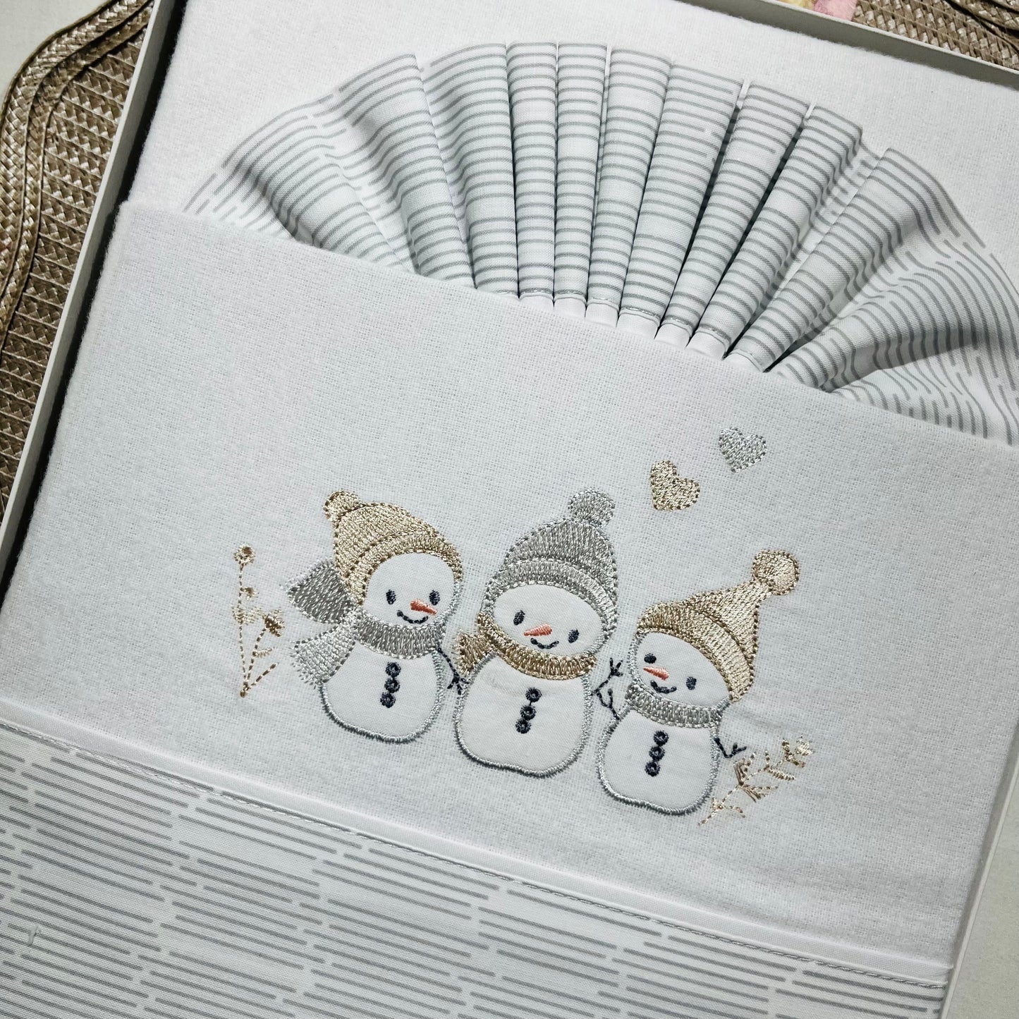 Jogo de lençóis em flanela para Cama de grades - Boneco de Neve
