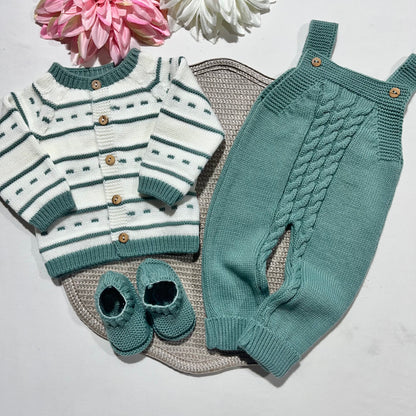 Conjunto Mimo para bebé - Casaco + Jardineira + Carapins - 1 aos 6M