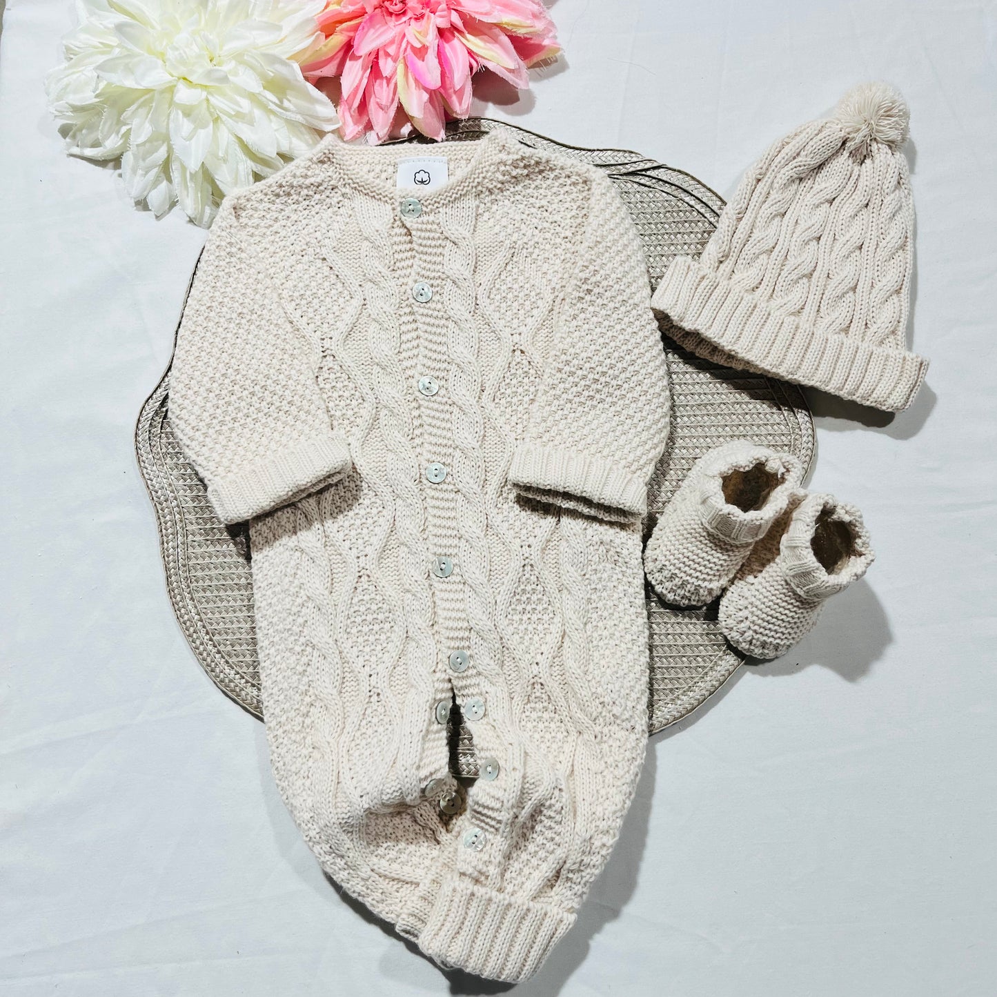 Conjunto Tricot  para bebé - 1 aos 6M - Areia