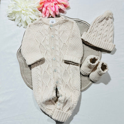 Conjunto Tricot  para bebé - 1 aos 6M - Areia