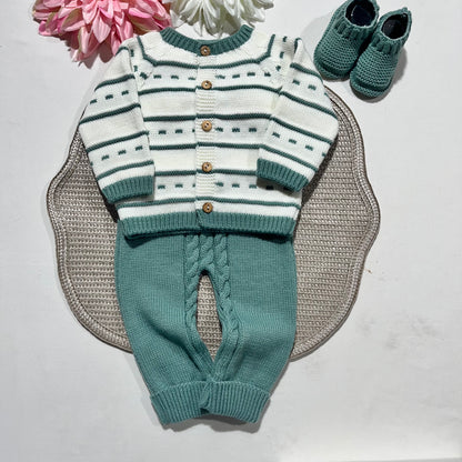 Conjunto Mimo para bebé - Casaco + Jardineira + Carapins - 1 aos 6M