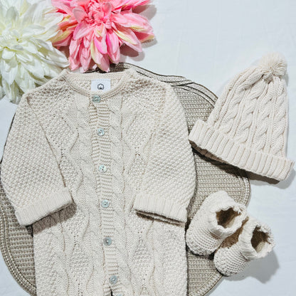 Conjunto Tricot  para bebé - 1 aos 6M - Areia