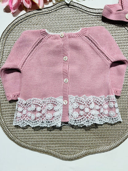 Conjunto Inês para bebé - 1 e 3M - Rosa velho