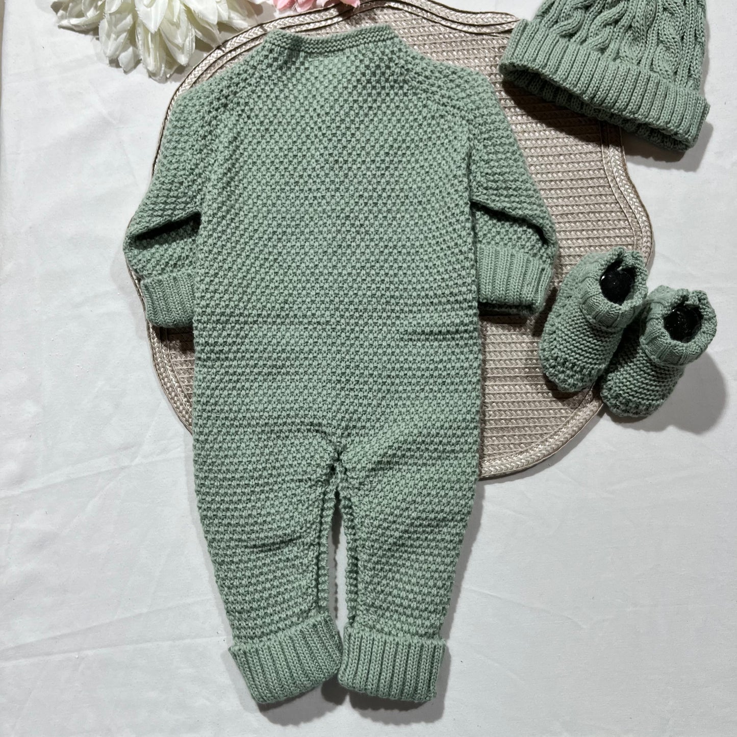 Conjunto Tricot  para bebé - 1 aos 6M - Verde seco