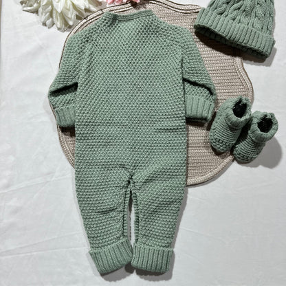 Conjunto Tricot  para bebé - 1 aos 6M - Verde seco