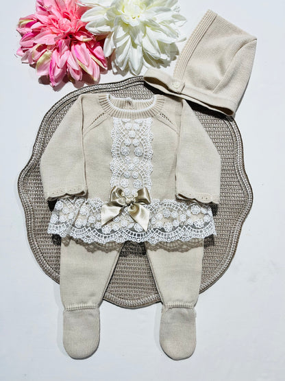 Conjunto Inês para bebé - 1 e 3M - Areia