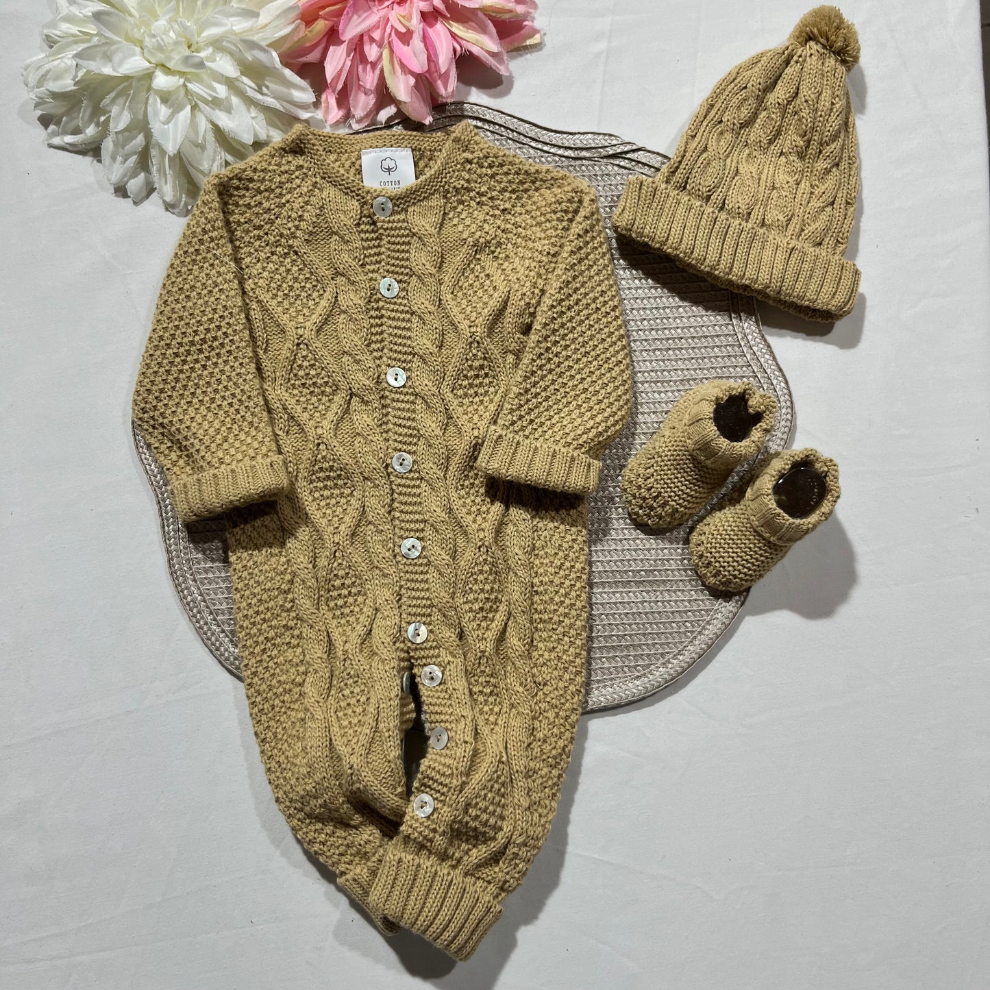 Conjunto Tricot  para bebé - 1 aos 6M - Camel