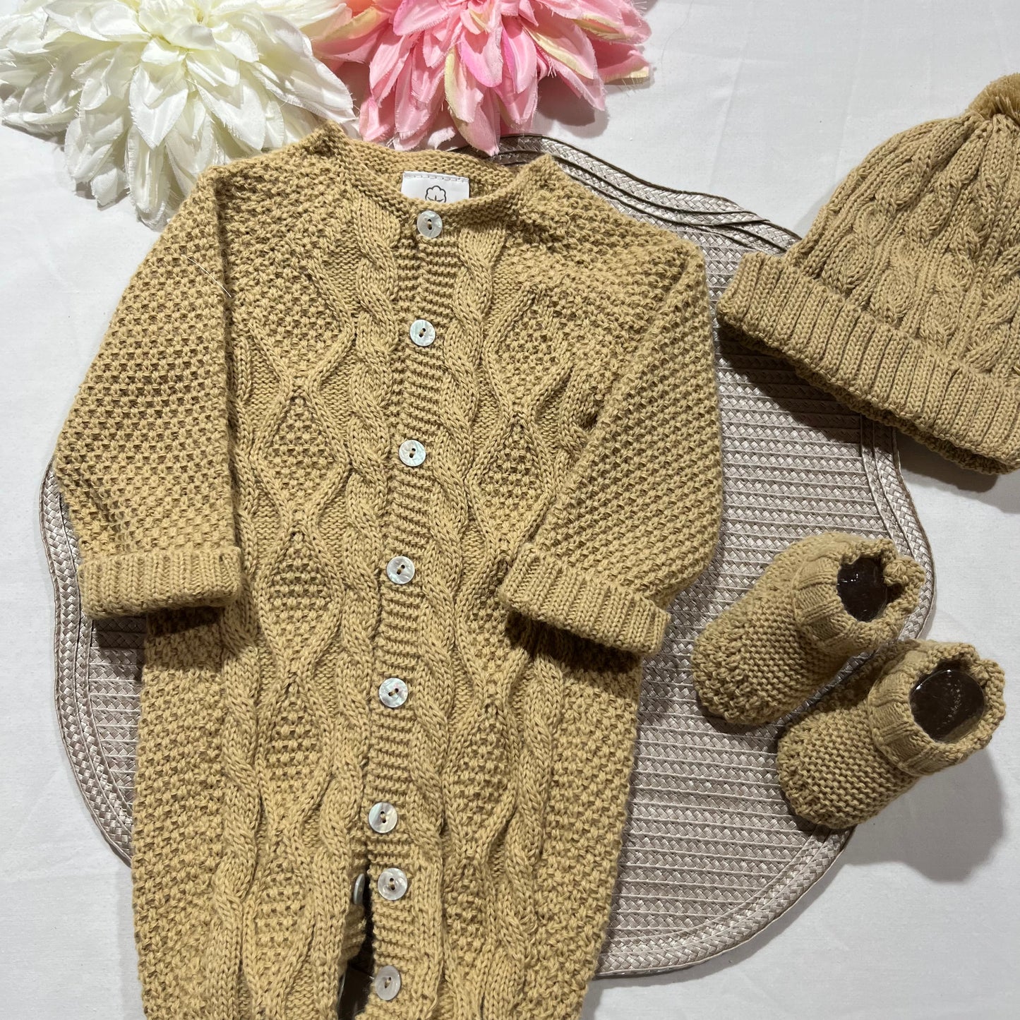 Conjunto Tricot  para bebé - 1 aos 6M - Camel