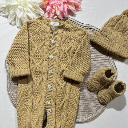 Conjunto Tricot  para bebé - 1 aos 6M - Camel