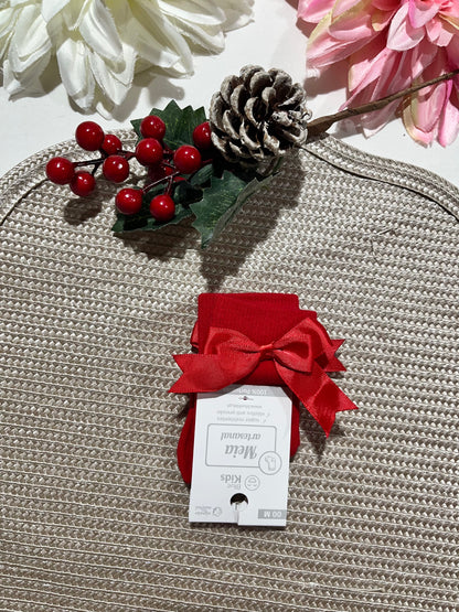 Meias até o joelho com laço para bebé - 1 aos 12M - Algodão natural