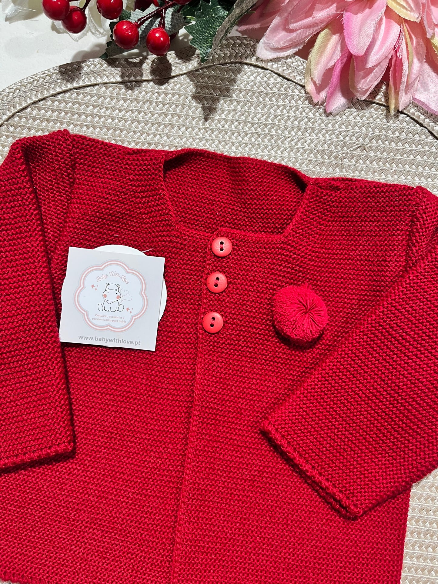 Casaco Pompom para bebé - 3 aos 12M