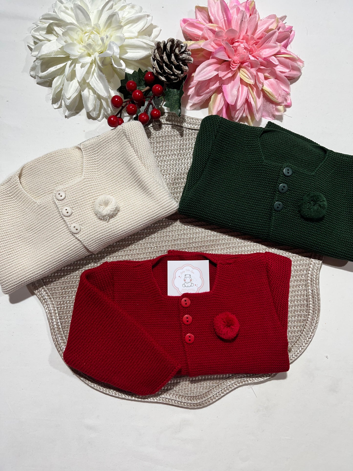 Casaco Pompom para bebé - 3 aos 12M