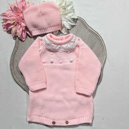 Conjunto fofo em malha para bebé  - 1/3M - Rosa bebé