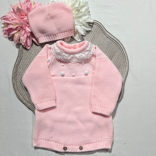 Conjunto fofo em malha para bebé  - 1/3M - Rosa bebé