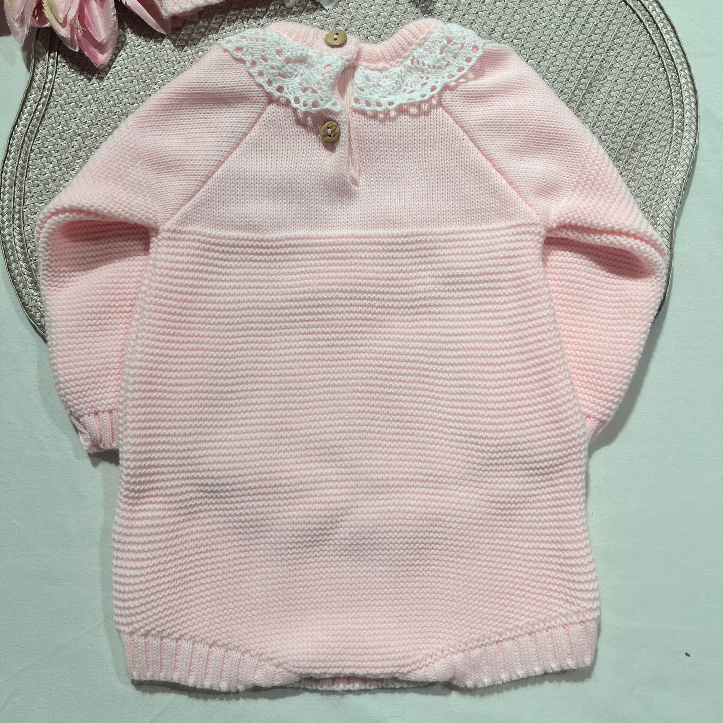 Conjunto fofo em malha para bebé  - 1/3M - Rosa bebé