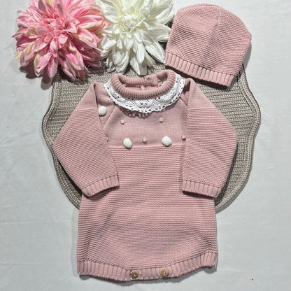 Conjunto fofo em malha para bebé  - 1/3M - Rosa velho