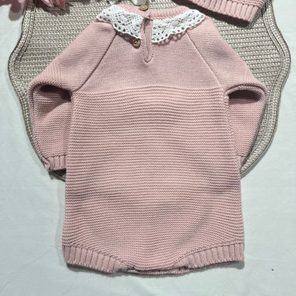 Conjunto fofo em malha para bebé  - 1/3M - Rosa velho