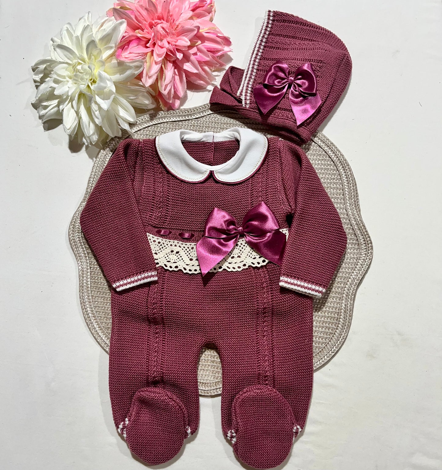 Conjunto Laço de Amor para bebé - 0/3M - Beringela