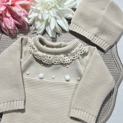 Conjunto fofo em malha para bebé  - 1/3M - Areia