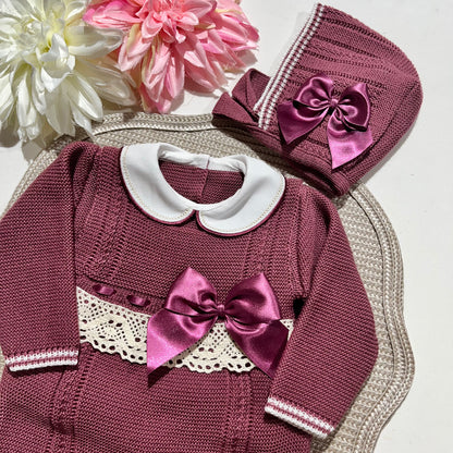 Conjunto Laço de Amor para bebé - 0/3M - Beringela