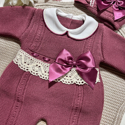 Conjunto Laço de Amor para bebé - 0/3M - Beringela