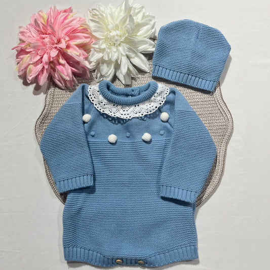 Conjunto fofo em malha para bebé  - 1/3M - Azul cobalto