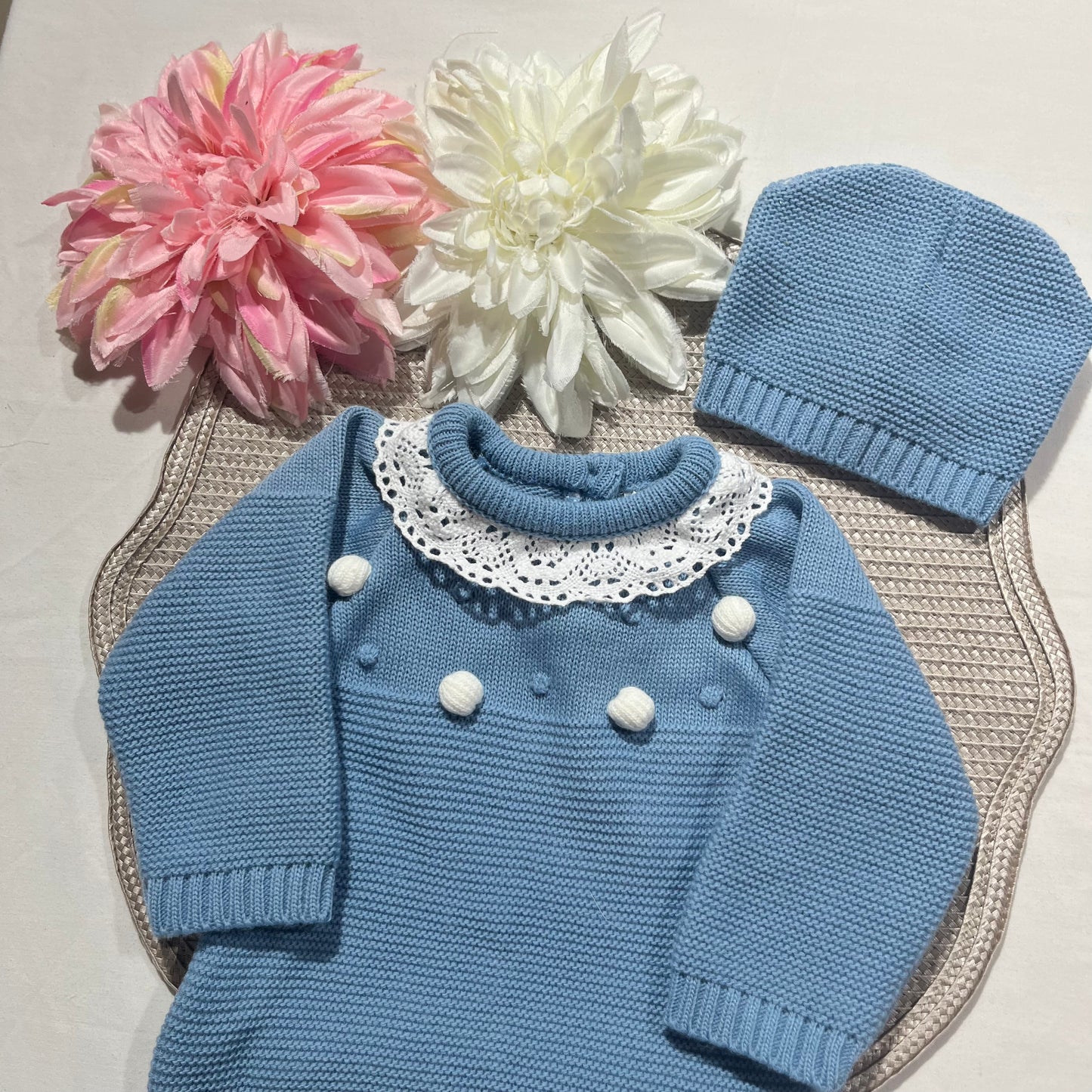 Conjunto fofo em malha para bebé  - 1/3M - Azul cobalto
