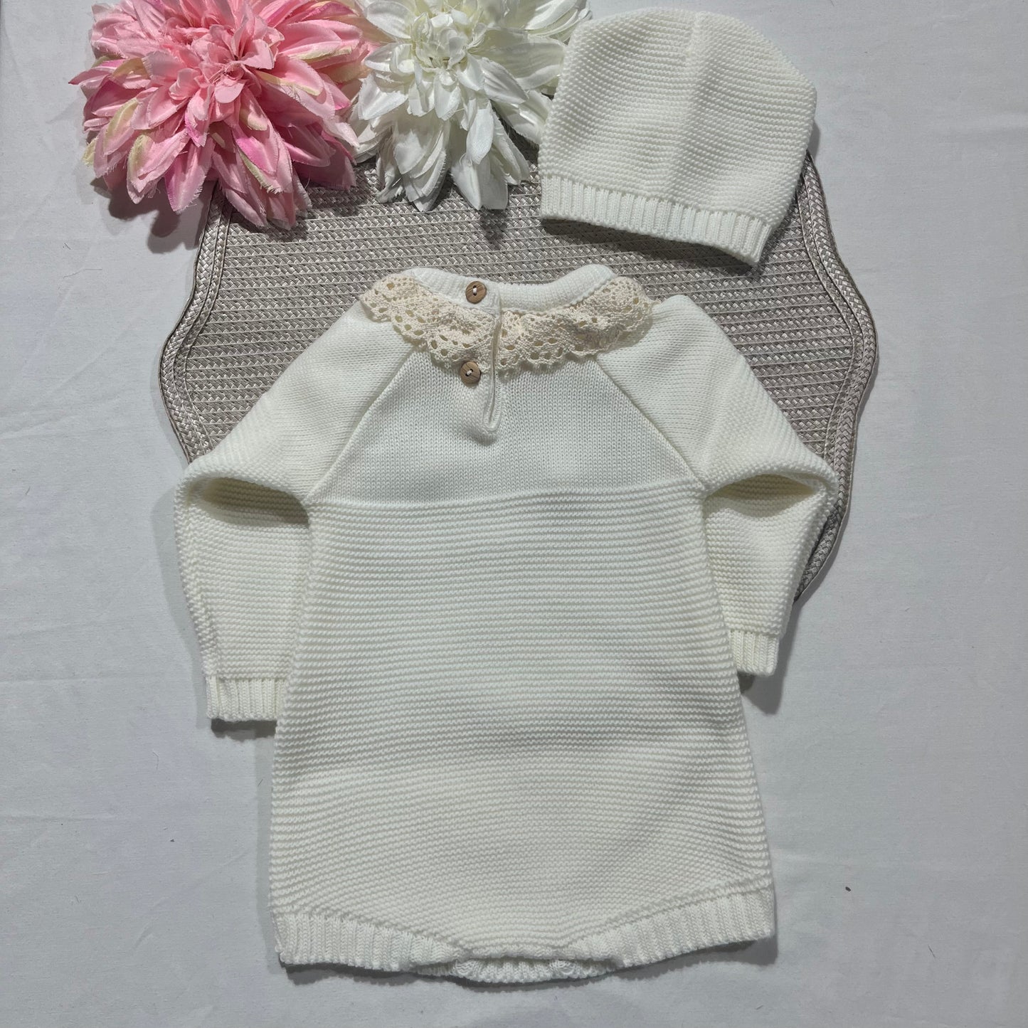 Conjunto fofo em malha para bebé  - 1/3M - pérola