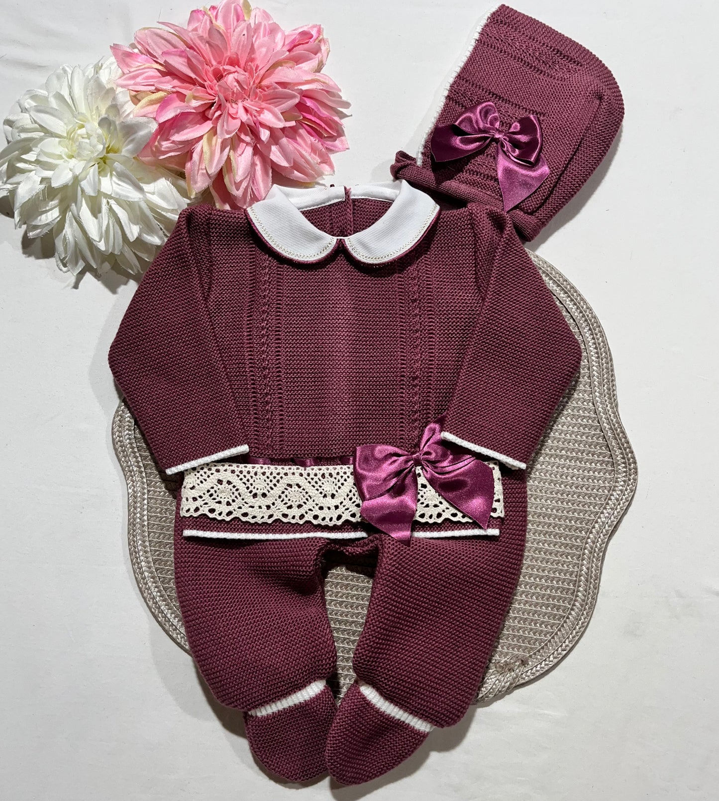 Conjunto Ternura para bebé - Camisola + calça + gorro - 0/3M