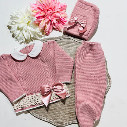 Conjunto Ternura para bebé - Camisola + calça + gorro - 0/3M