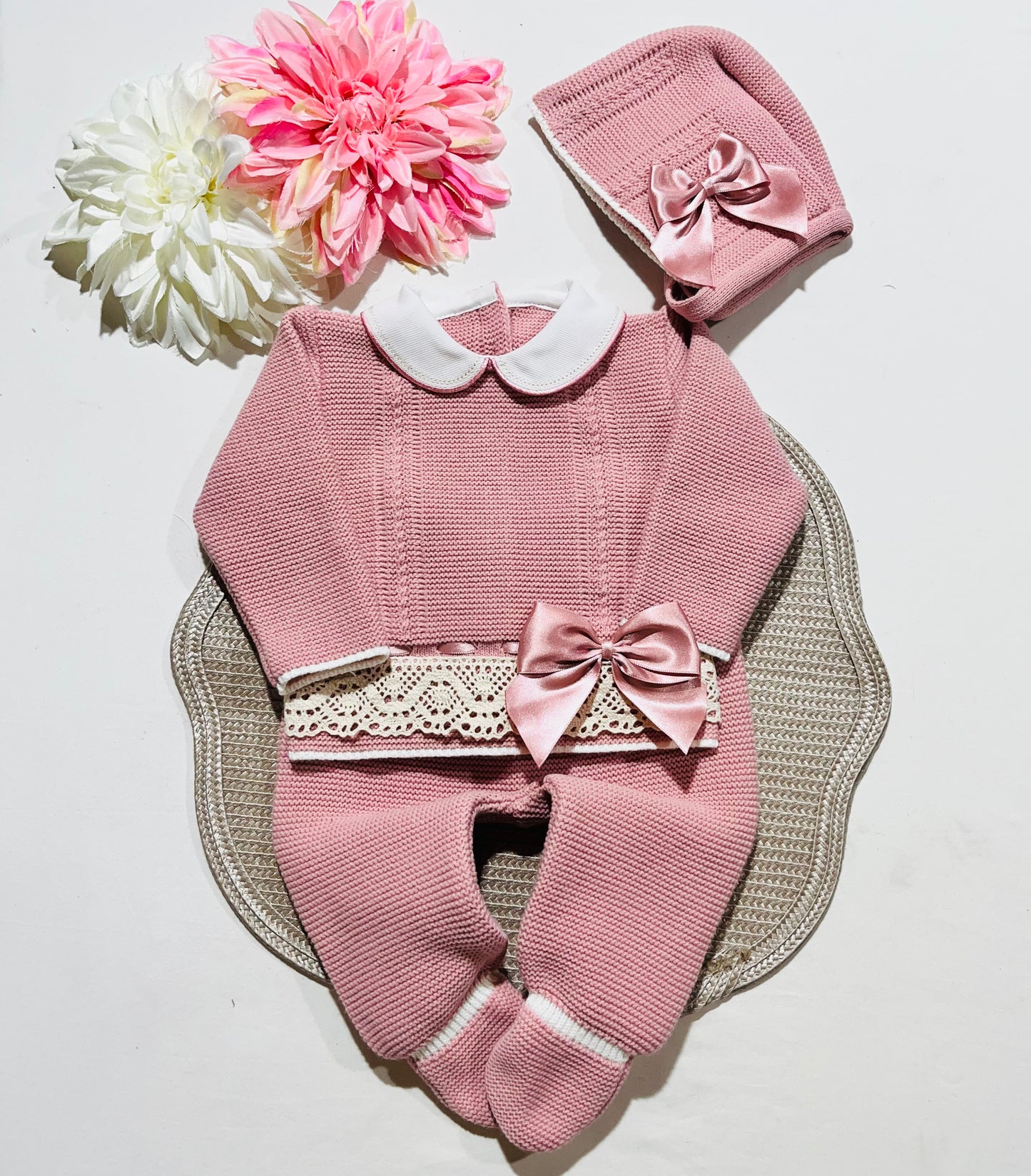 Conjunto Ternura para bebé - Camisola + calça + gorro - 0/3M