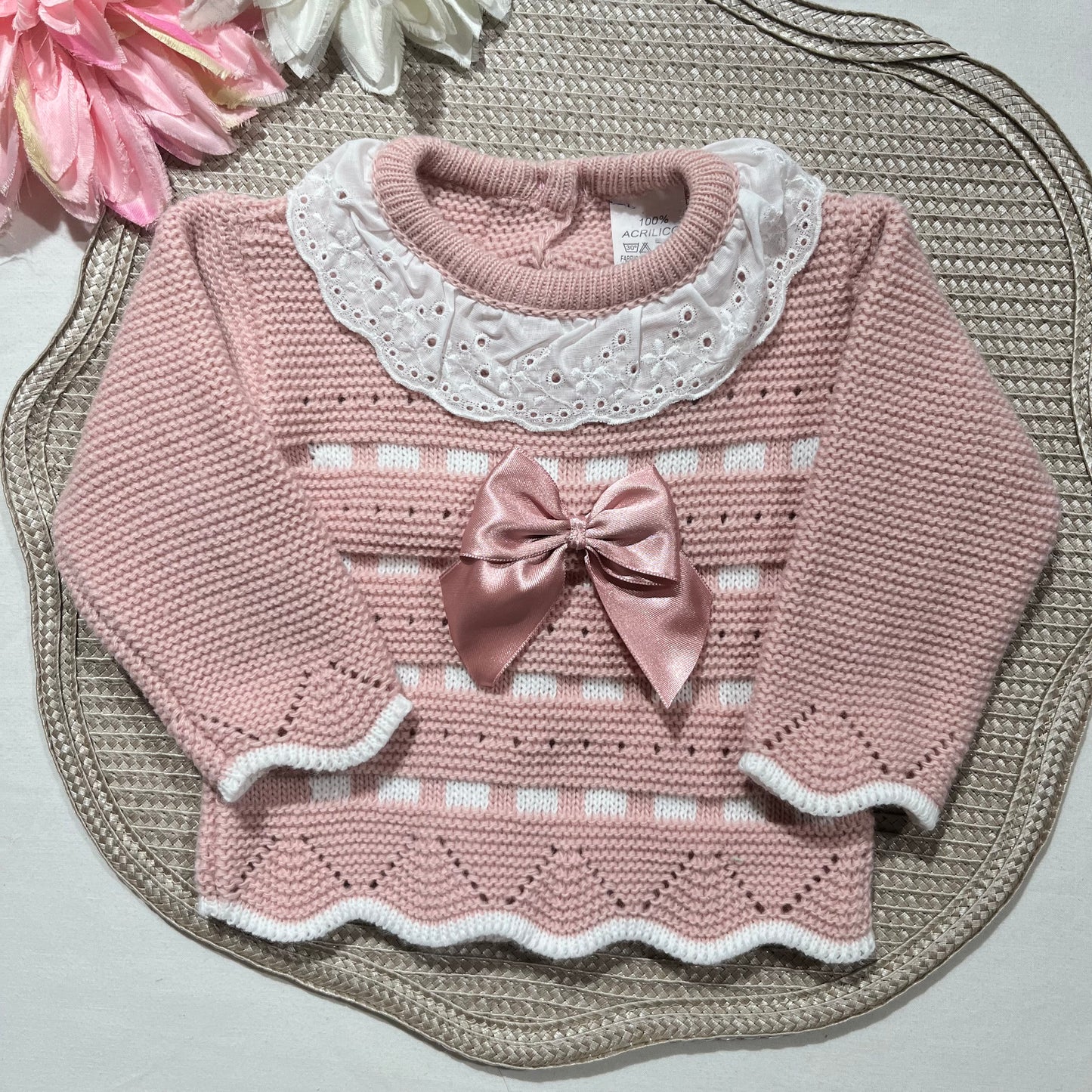 Conjunto em malha para bebé, Clara - 1/3M - Rosa velho