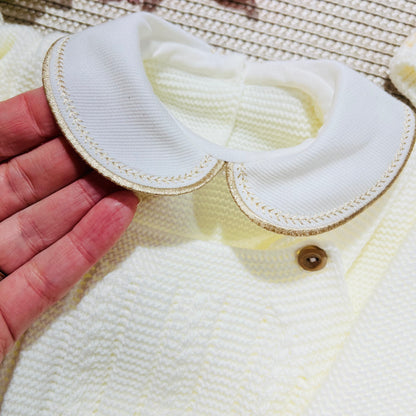 Conjunto Pompom de malha  para bebé - Pérola - 0/2M