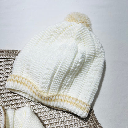 Conjunto Pompom de malha  para bebé - Pérola - 0/2M