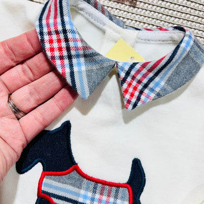 Conjunto camisa e calção xadrez de bebé - Azul - 6 e 12M