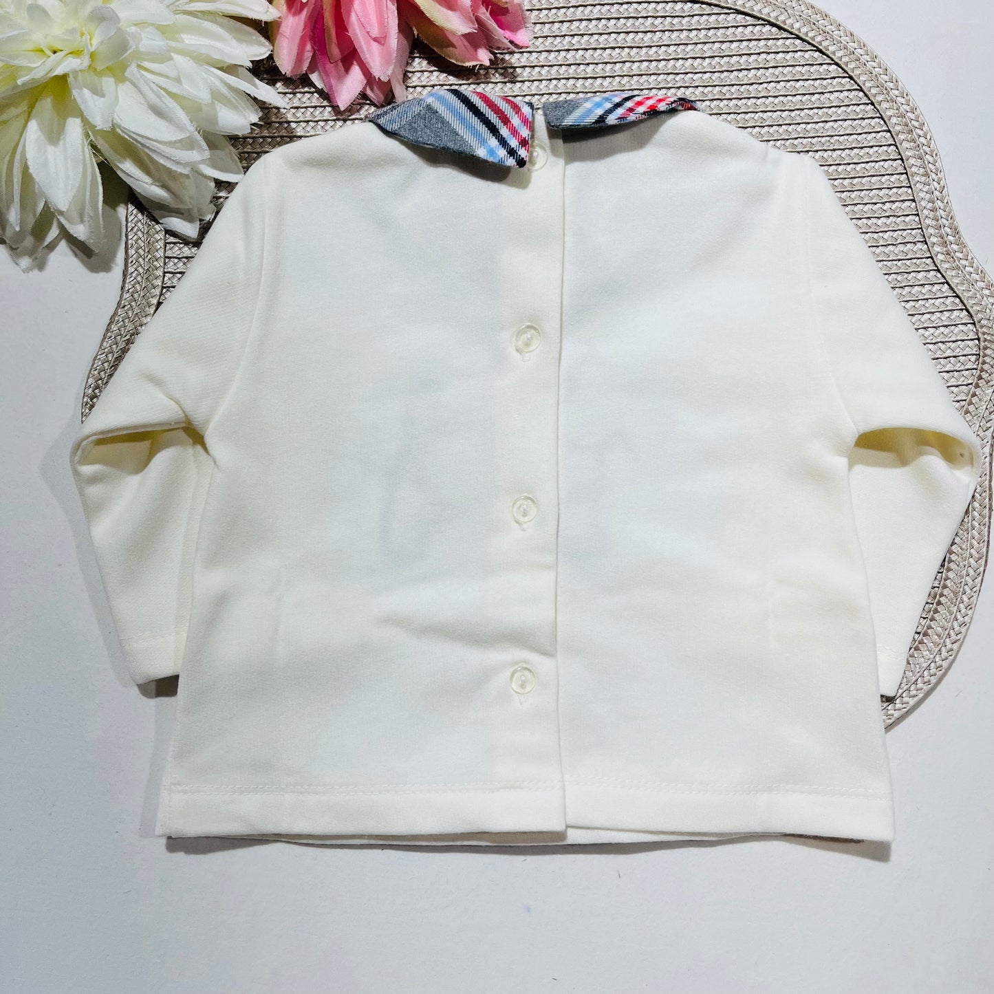 Conjunto camisa e calção xadrez de bebé - Azul - 6 e 12M