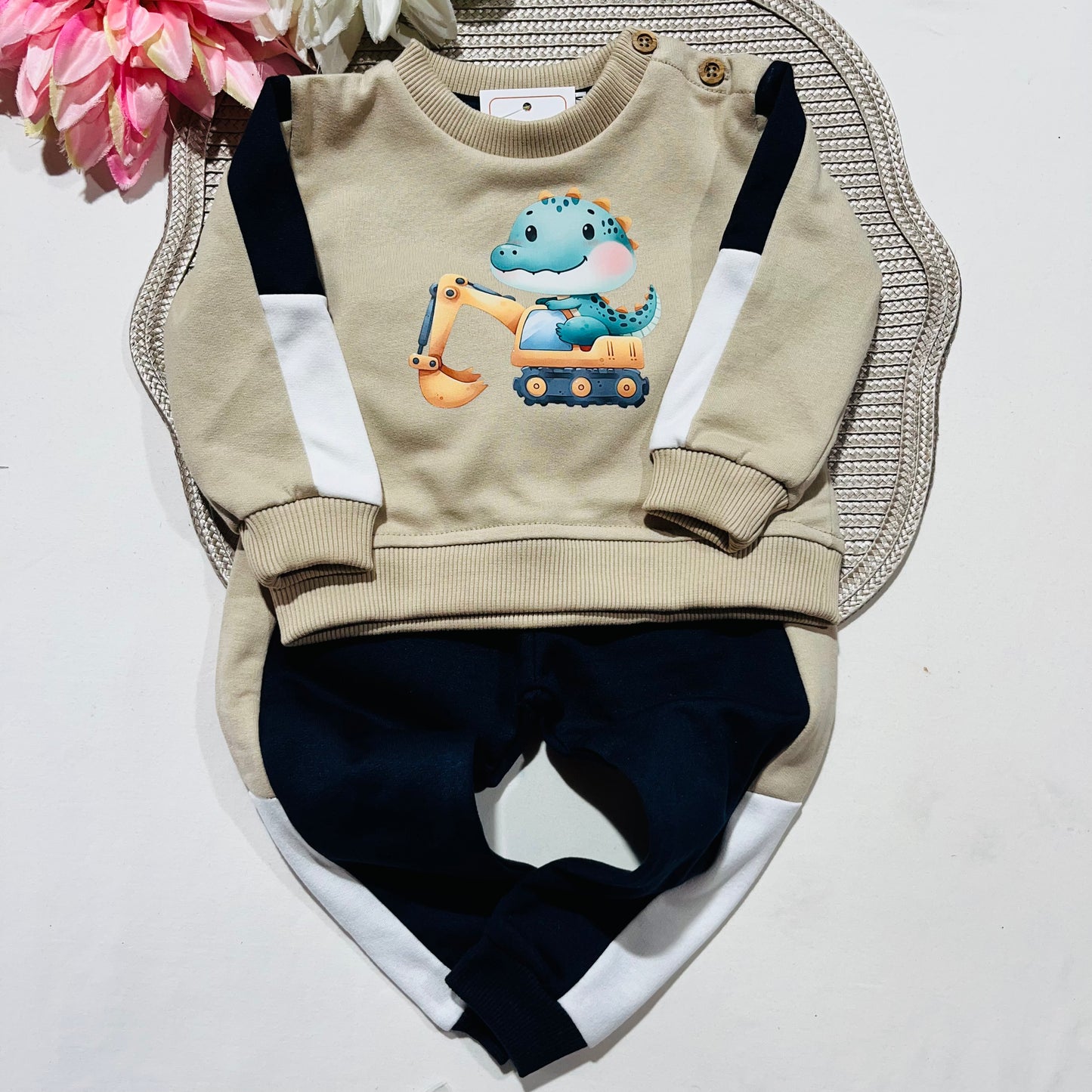 Conjunto de fato de treino bebé - Dino - 3 aos 12M