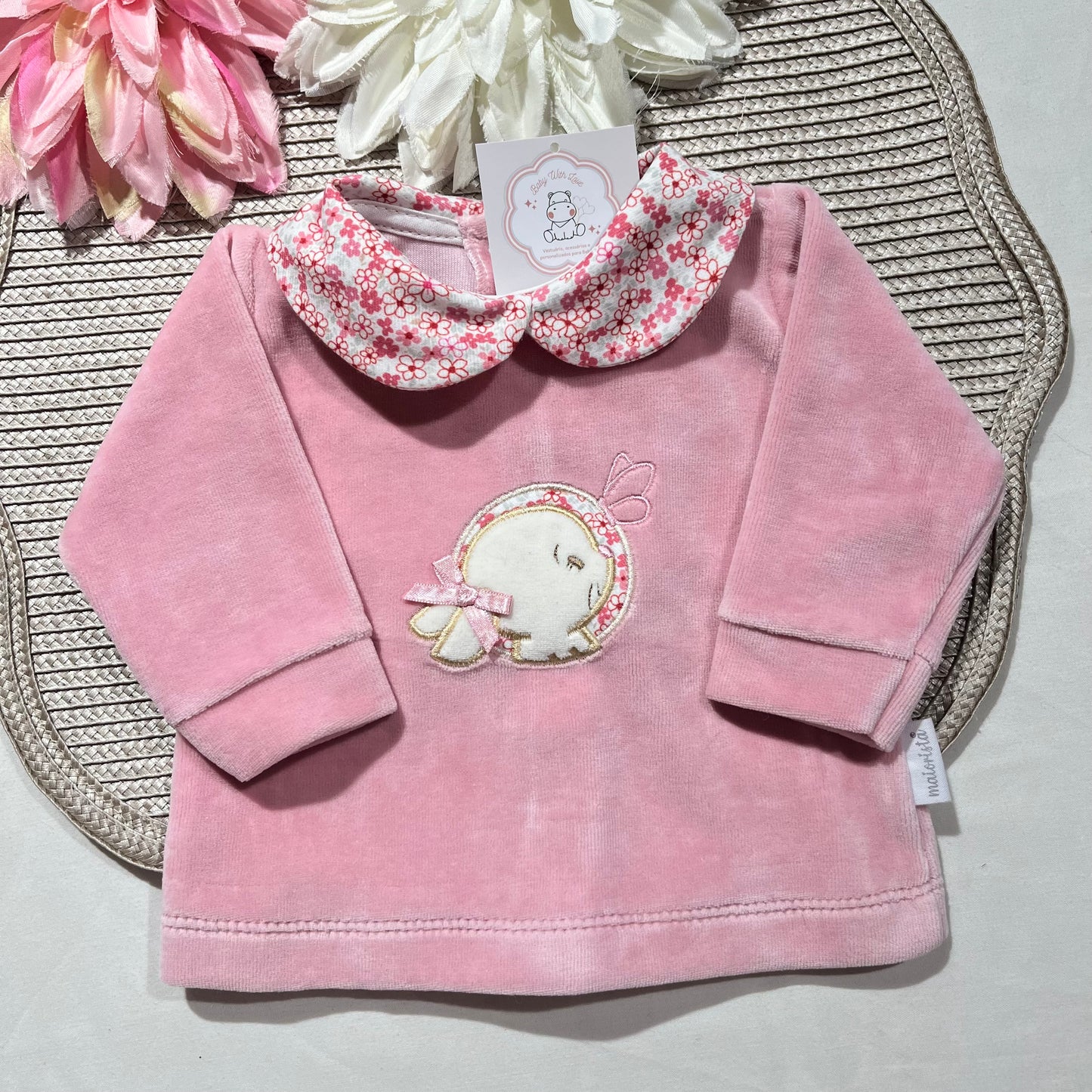 Conjunto para bebé  coelhinha  - 1 aos 6M - Rosa velho