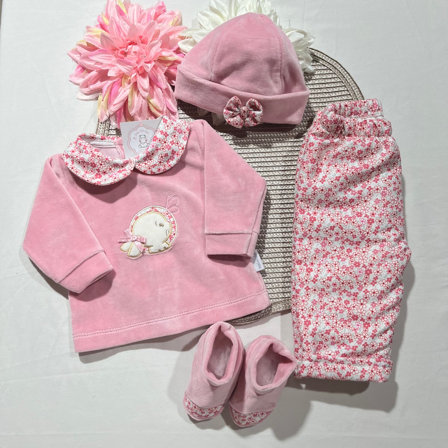 Conjunto para bebé  coelhinha  - 1 aos 6M - Rosa velho