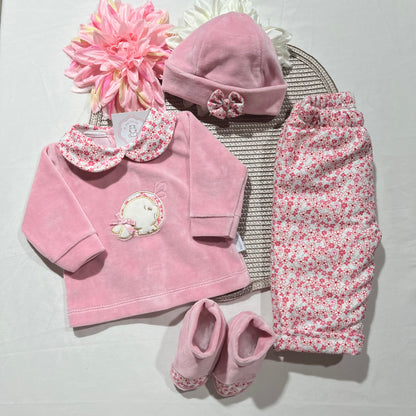 Conjunto para bebé  coelhinha  - 1 aos 6M - Rosa velho