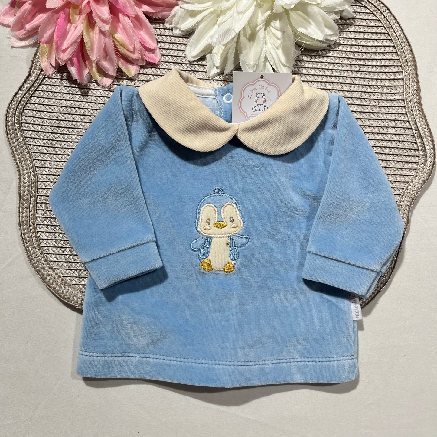 Conjunto para bebé  Pinguim  - 1 aos 6M - Azul cobalto