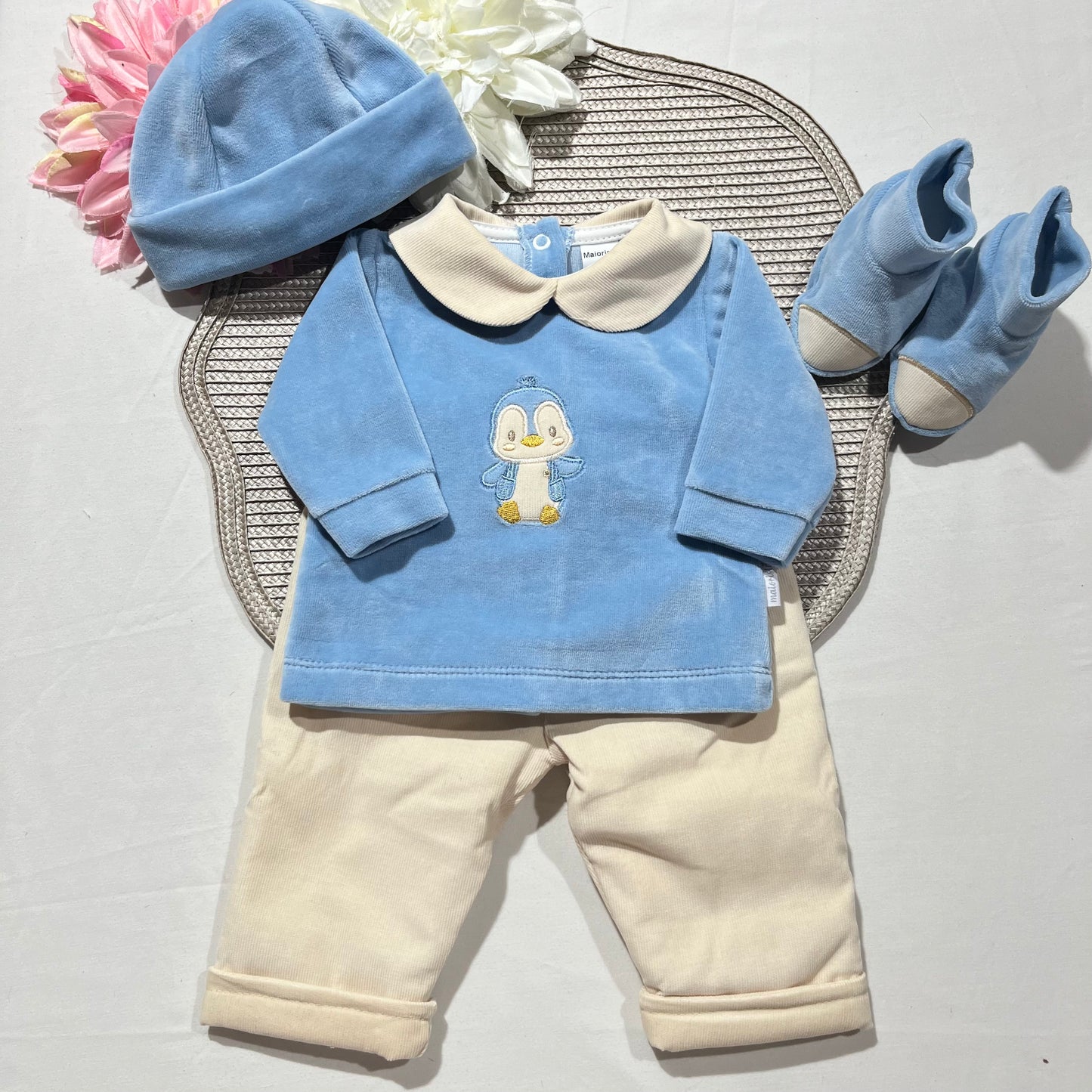 Conjunto para bebé  Pinguim  - 1 aos 6M - Azul cobalto
