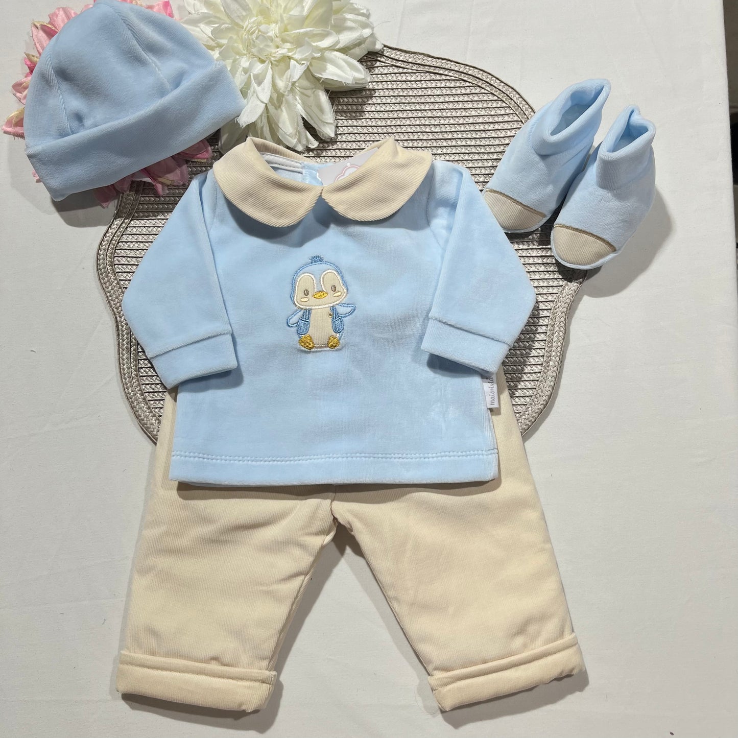 Conjunto para bebé  Pinguim  - 1 aos 6M - Azul bebé