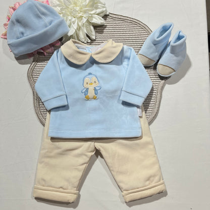 Conjunto para bebé  Pinguim  - 1 aos 6M - Azul bebé