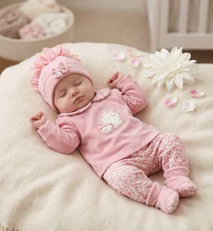 Conjunto para bebé  coelhinha  - 1 aos 6M - Rosa velho