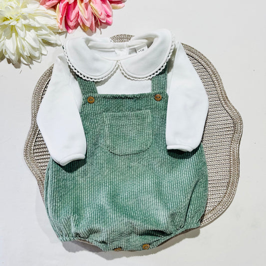 Conjunto fofo bombazine para bebé - 1 aos 6M - Verde seco