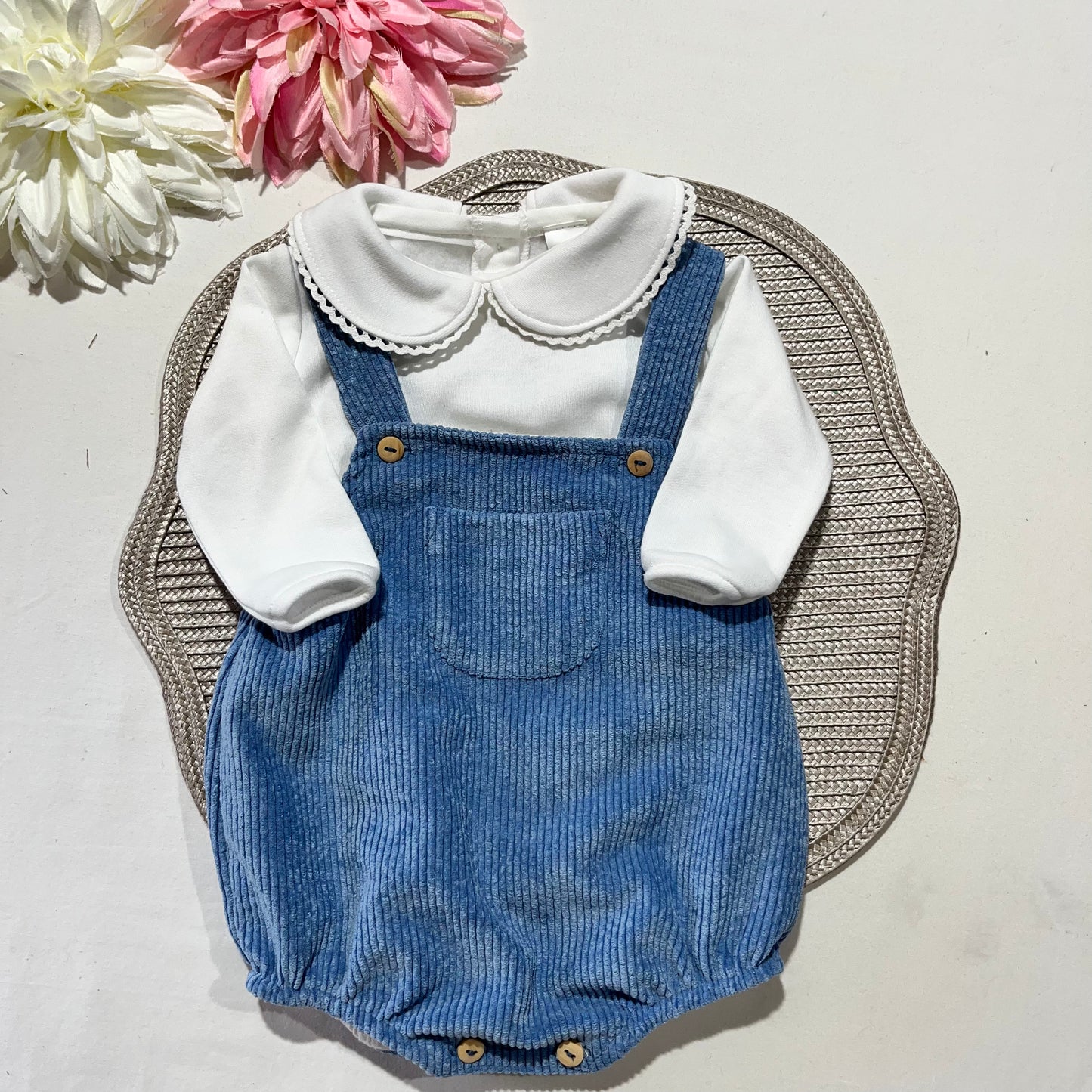 Conjunto fofo bombazine para bebé - 1 aos 6M - Azul cobalto