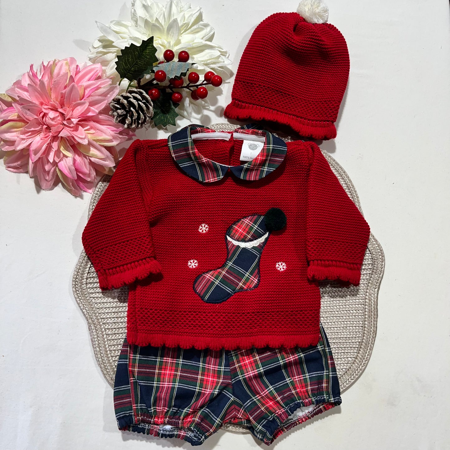 Conjunto Bota em malha para bebé  - 1/3M - Vermelho