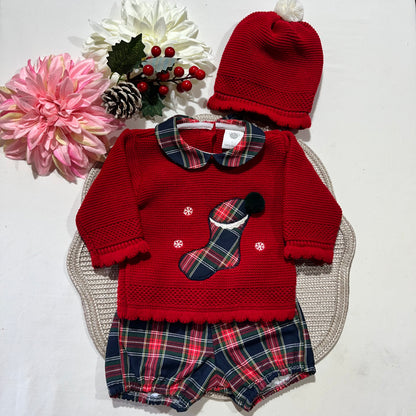 Conjunto Bota em malha para bebé  - 1/3M - Vermelho
